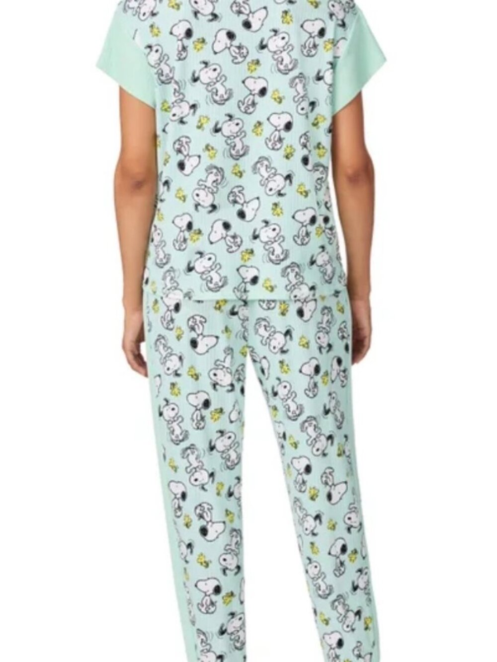 Licensed Snoopy- Peanuts Women's Pajama Set, 2-piece Green - Picture 3 of 4